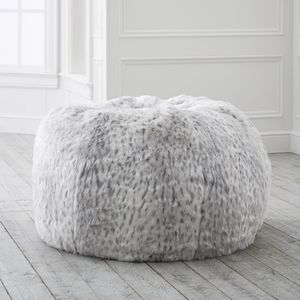 Pottery barn Gray Leopard Faux Fur Bean bag Cover Large